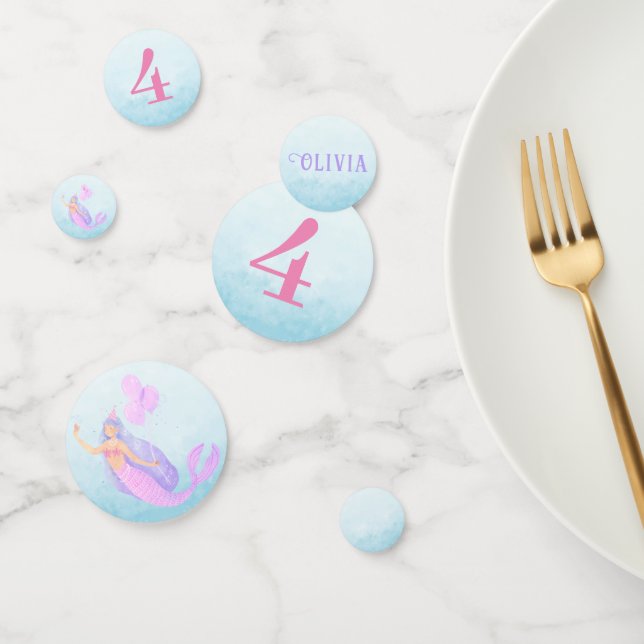 Confeti La sirena bajo el mar Edad Chica de cumpleaños azu (Grupo)