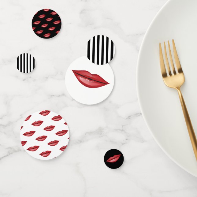 Confeti Labios Rojos Brillantes Pintalabios Beso Fiesta de (Grupo)