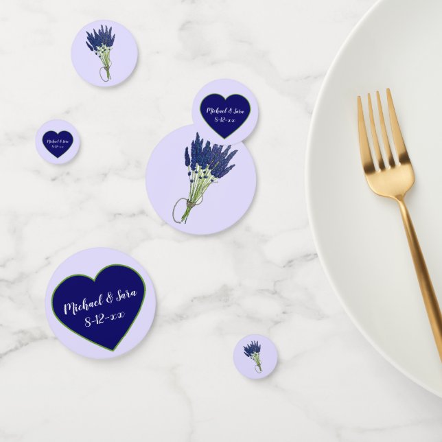 Confeti Lavanda Lavandula Corazón Floral Púrpura Boda (Grupo)