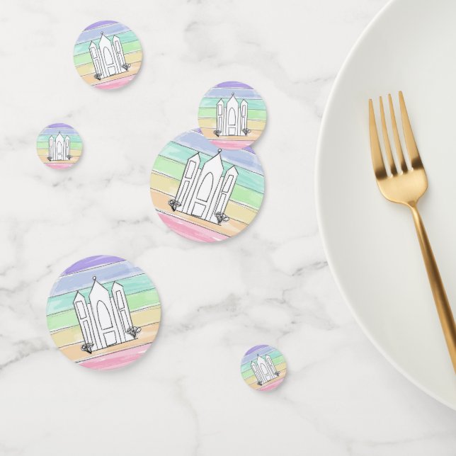 Confeti LDS Salt Lake City Temple rainbow sunset mormon (Grupo)