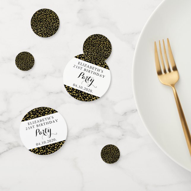 Confeti Leopardo de oro, Purpurina, patrón de leopardo, cu (Grupo)