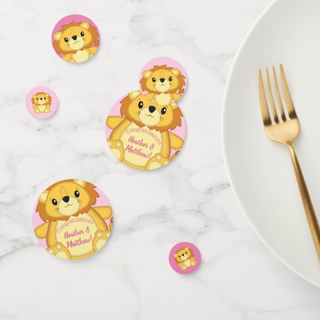 Confeti Lion Baby Shower Pink (Grupo)