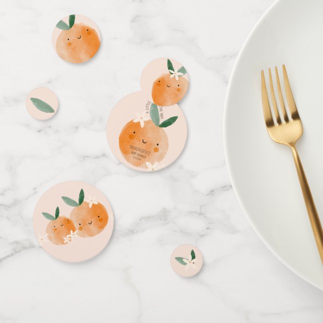 Confeti Little Cutie Naranja Citrus Botanus Baby Shower (Grupo)