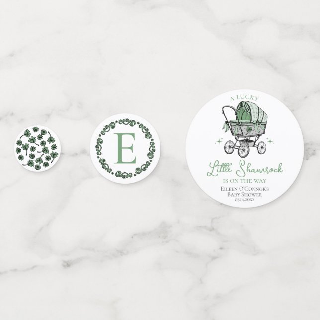 Confeti Little Shamrock St Patricks Fondo de Baby Shower (Reversos)