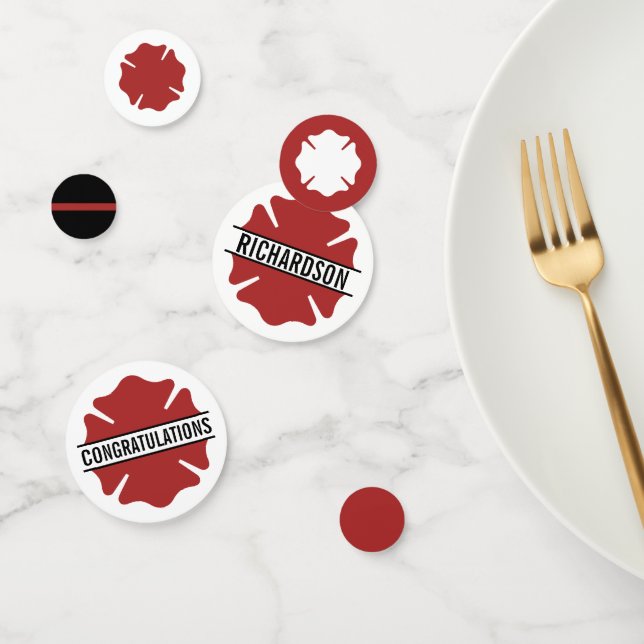 Confeti Logo rojo de bomberos personalizado, delgada línea (Grupo)