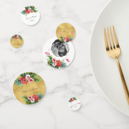 Confeti Luau Boda Cumpleaños Flamingo Floral Gold