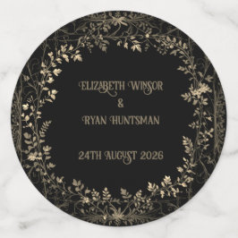 Confeti Lujoso acabado floral de oro y sepia negra