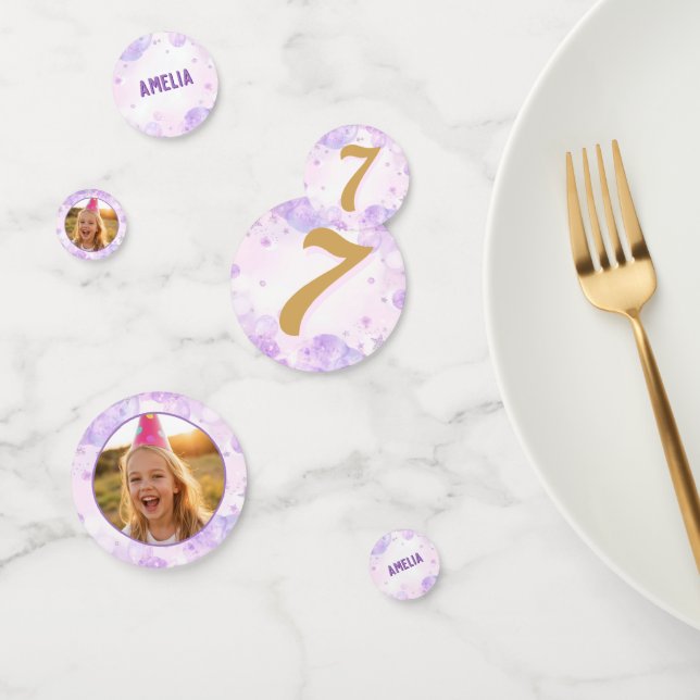 Confeti Magical Purple Photo Happy Birthday Party  (Grupo)