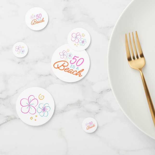 Confeti Mano de moda Dibujando Doodle 50th Beach Birthday (Grupo)