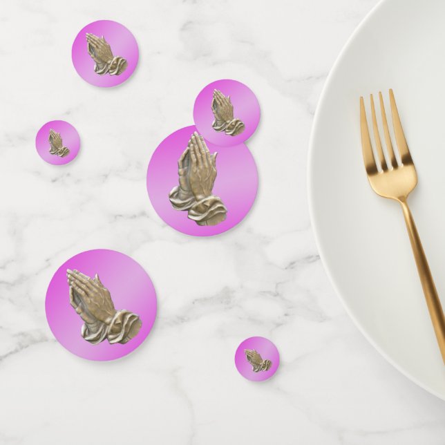 Confeti Manos rezando bautismo comunión chicas rosados (Grupo)