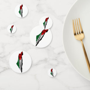 Confeti Mapa palestino con bandera y patrón de Keffiyeg