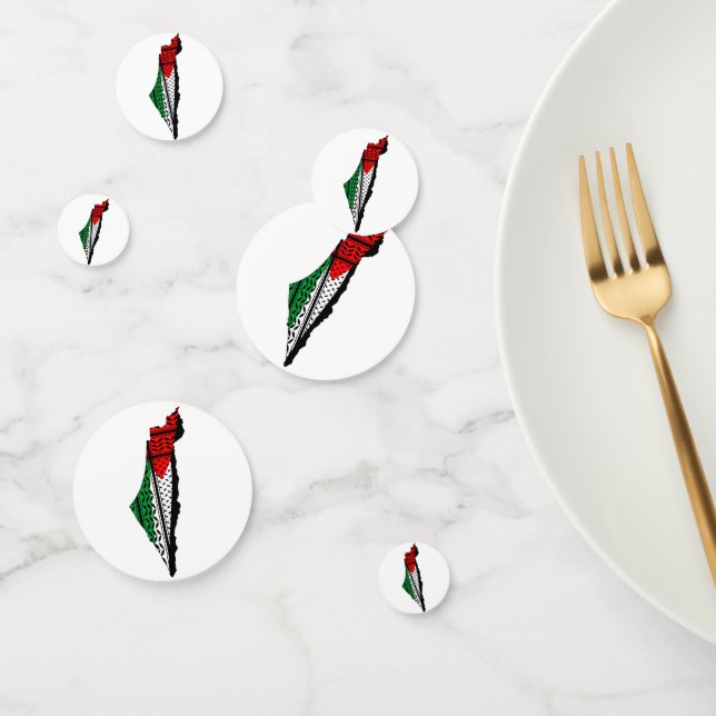 Confeti Mapa palestino con bandera y patrón de Keffiyeg (Grupo)