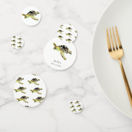 Confeti Marea Turtle Baby Shower acuarela mínima