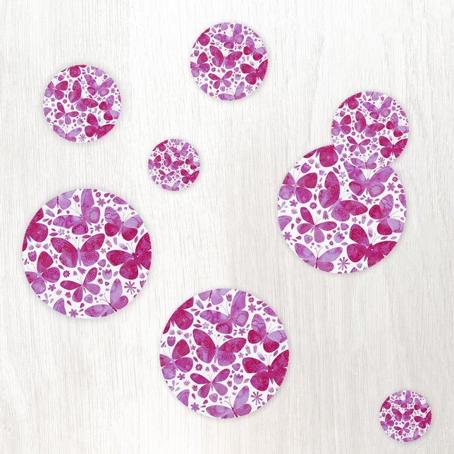 Confeti Mariposa acuarela Magenta rosa (Hot magenta pink watercolor butterfly pattern confetti)