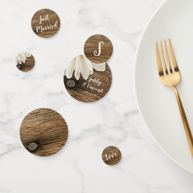 Confeti Matrimonio de campo de la marea blanca y la madera (Grupo)