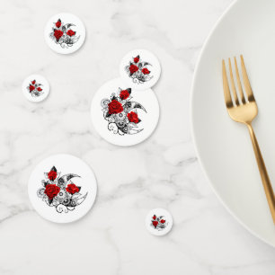 Confeti Media luna mecánica con rosas rojas