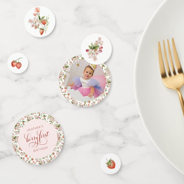 Confeti Mesa Berry Primera (Berry First Birthday Table Confetti by Painted Paperie
)