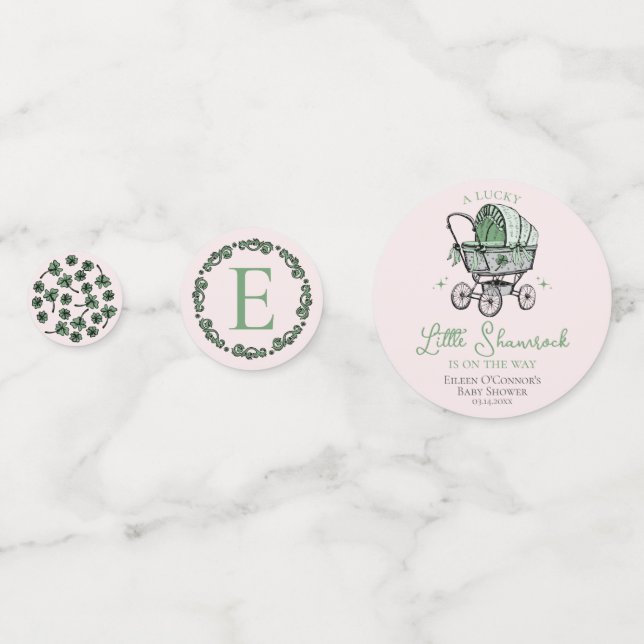 Confeti Mesa de Baby Shower Pink and Green St Patricks (Reversos)