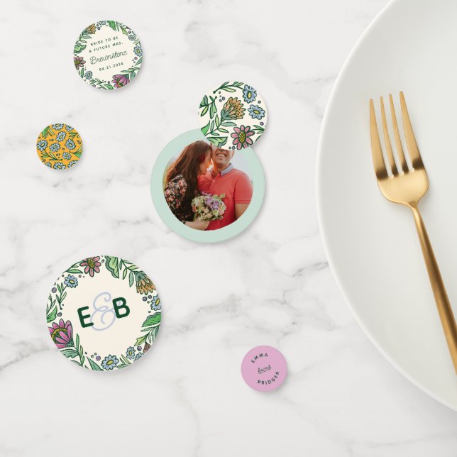 Confeti Mesa de Desayuno de Boda Floral Escandinava Artíst (Grupo)