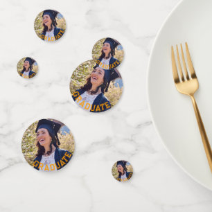 Confeti Mesa de fiesta de graduación amarilla con foto per