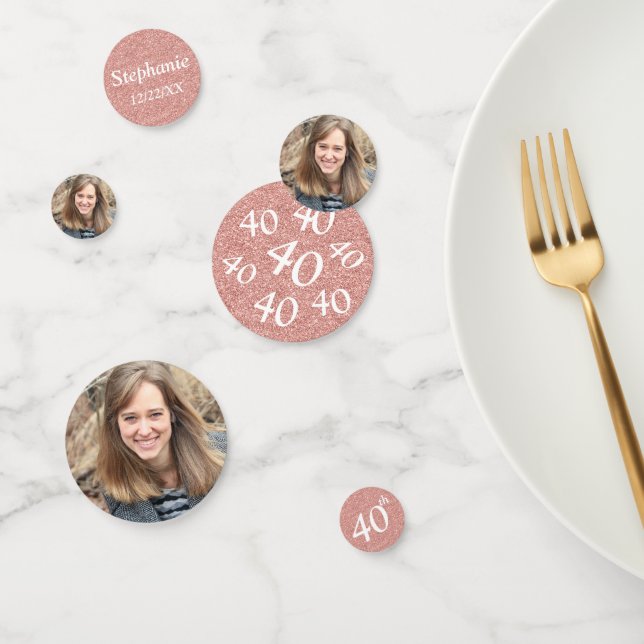 Confeti Mesa fotográfica Rosa Gold 40th Birthday (Grupo)