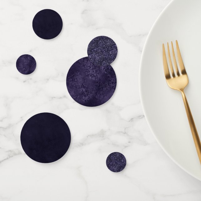 Confeti Midnight Indigo Romance | Damasco satinado (Grupo)