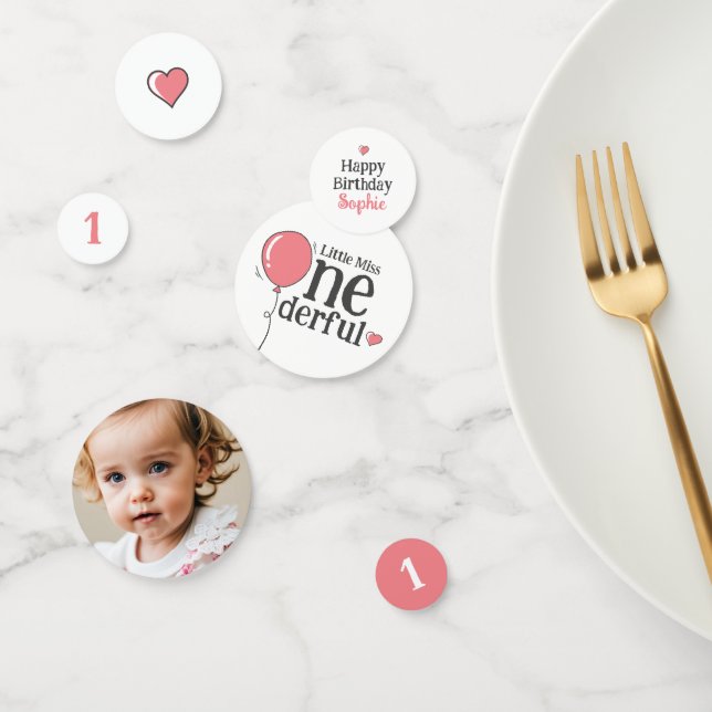 Confeti Miss Onemaravillosa foto de Personalizado Rosa de  (Grupo)