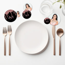 Confeti Moda Rosa Negro Oro Purpurinas Drin Cumpleaños