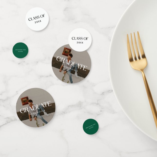 Confeti Modern Minimal Green Photo Graduation Party (Grupo)