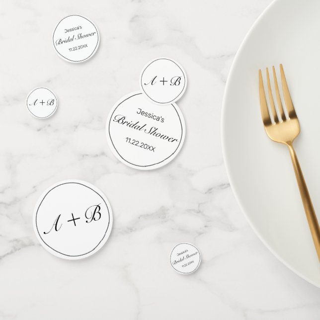 Confeti Moderna ducha de novia Minimalista negra blanca (Grupo)