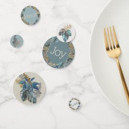 Confeti Moderna Foliage Tropical Azul Alegría por la paz A