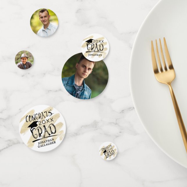 Confeti Moderna foto de oro negro gratificada personalizad (Grupo)