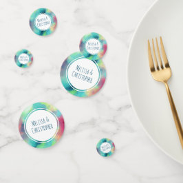 Confeti Moderno Boda de acuarela de espacio verde y rojo