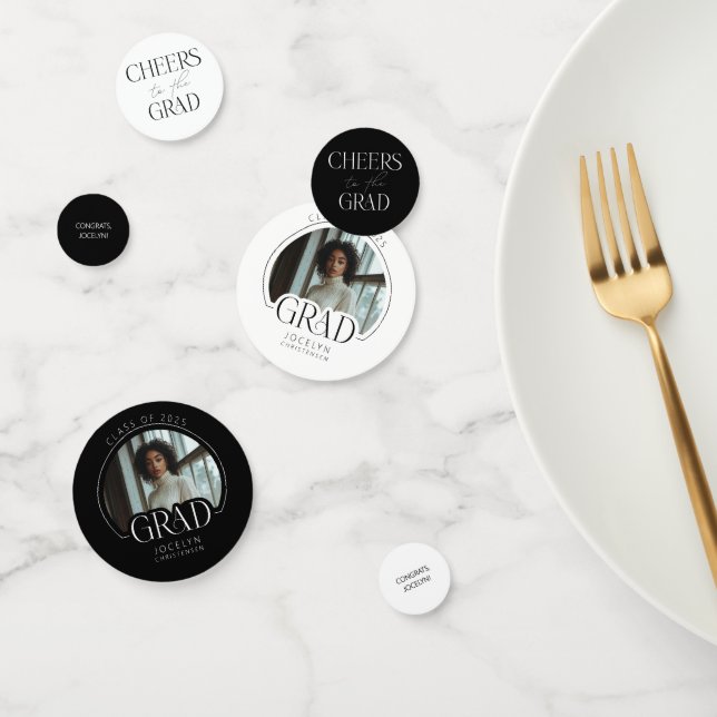 Confeti Moderno y elegante Personalizado blanco negro grad (Grupo)