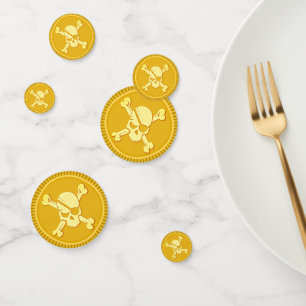 Confeti Moneda de oro de cráneo pirata Dublos