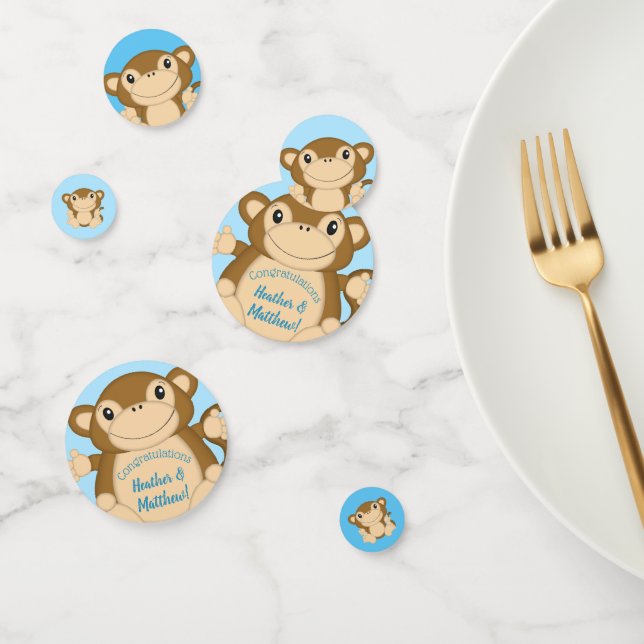 Confeti Monkey Baby Shower Blue (Grupo)