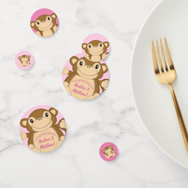 Confeti Monkey Baby Shower Pink (Grupo)