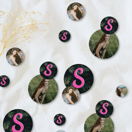 Confeti Monograma Bat Tropical Rosa Mitzvah Foto Confetal