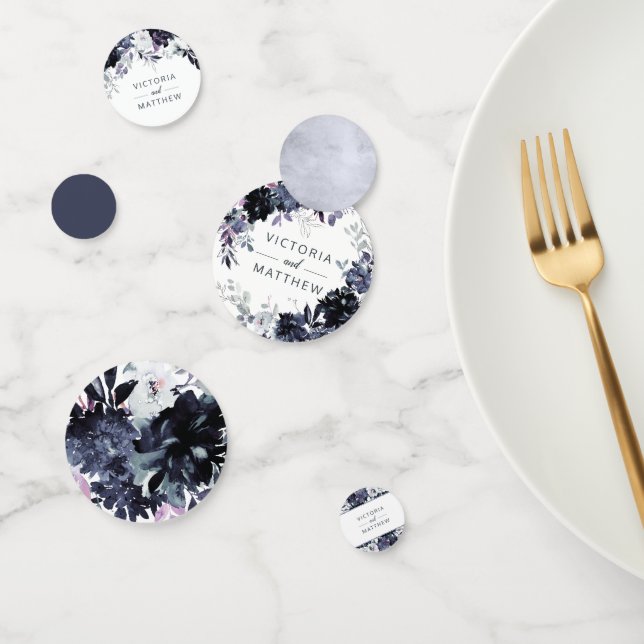 Confeti Monograma Boda de acuarela de la Marina Floral Noc (Grupo)