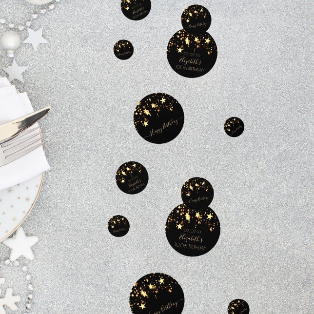 Confeti Monograma de estrellas de oro negro de la fiesta d (Subido por el creador)