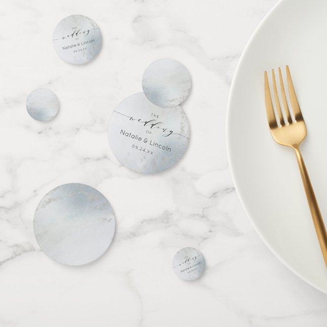 Confeti Monograma del Boda plateado oxidado azul Ombre (Grupo)