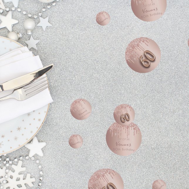 Confeti Monograma rosa purpurina rosa de oro de 60 años (Subido por el creador)