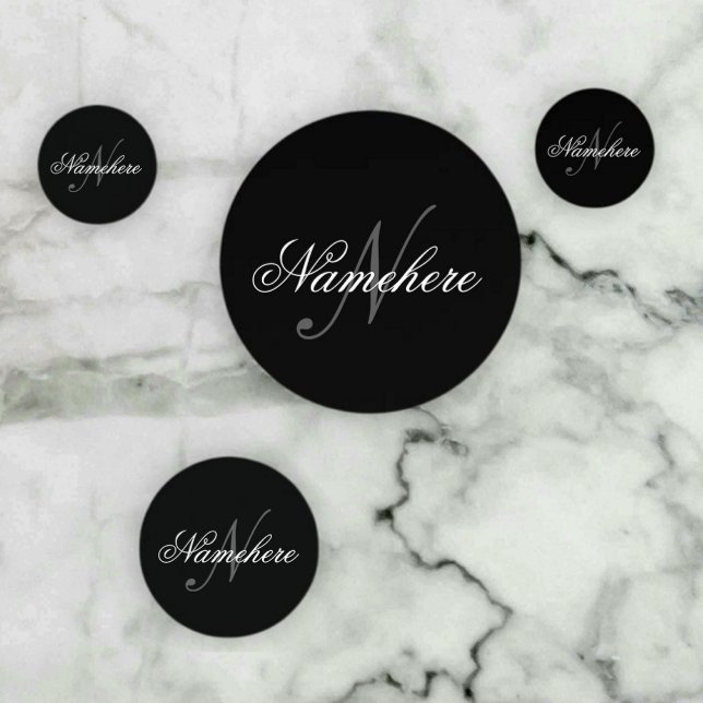 Confeti Monograma único personalizado de nombre blanco y n (Subido por el creador)