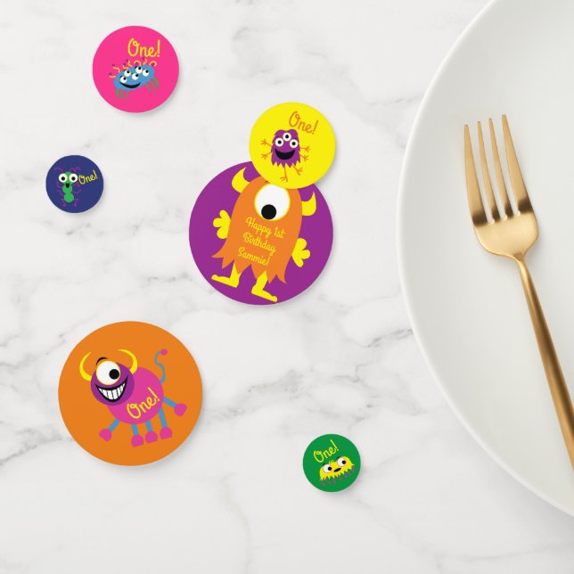 Confeti Monster Cute Funny Tema Fiesta del primer cumpleañ (Grupo)