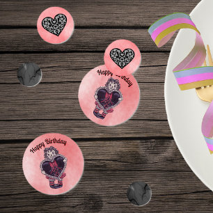Confeti Muñeca de trapo gótica de cumpleaños Corazón negro