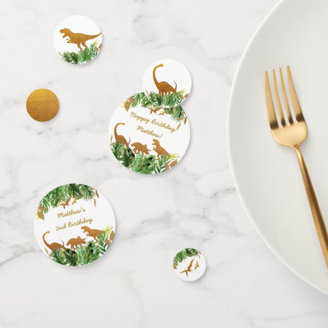 Confeti Nacimiento de los dinosaurios Green & Gold Safari (Grupo)
