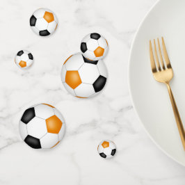 Confeti naranja bolas de fútbol negro niños fiesta deporti