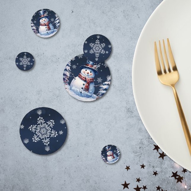 Confeti Navidades de Winter Forest Snowman (Winter Forest Snowman Christmas Table Confetti)