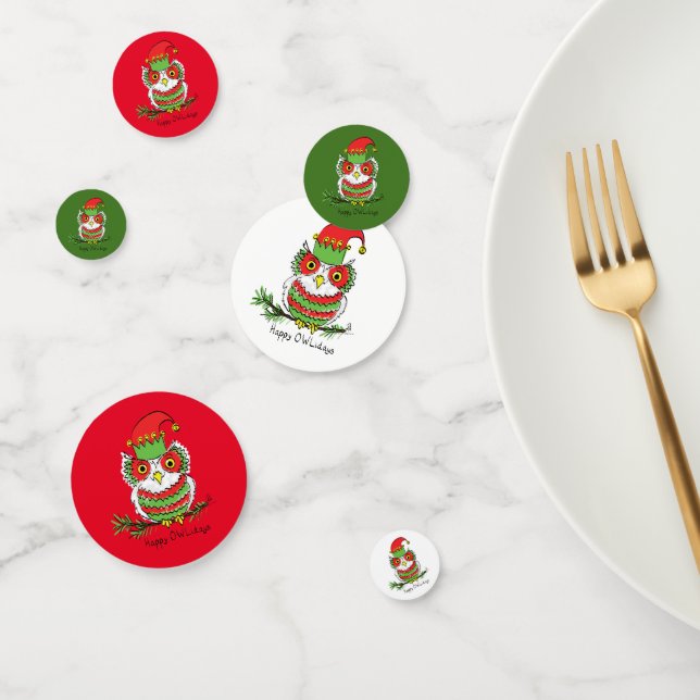 Confeti Navidades graciosos de búho se burlan de los niños (Grupo)