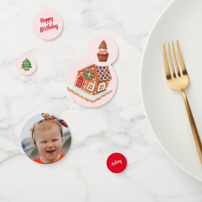 Confeti Navidades rosados Gingerbread House Cumpleaños (Grupo)
